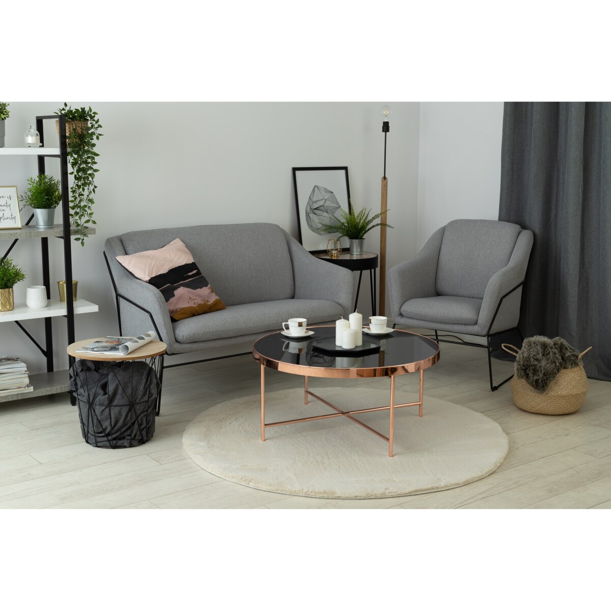 Dywan BUNNY koło beż IMITACJA FUTRA koło 80 cm