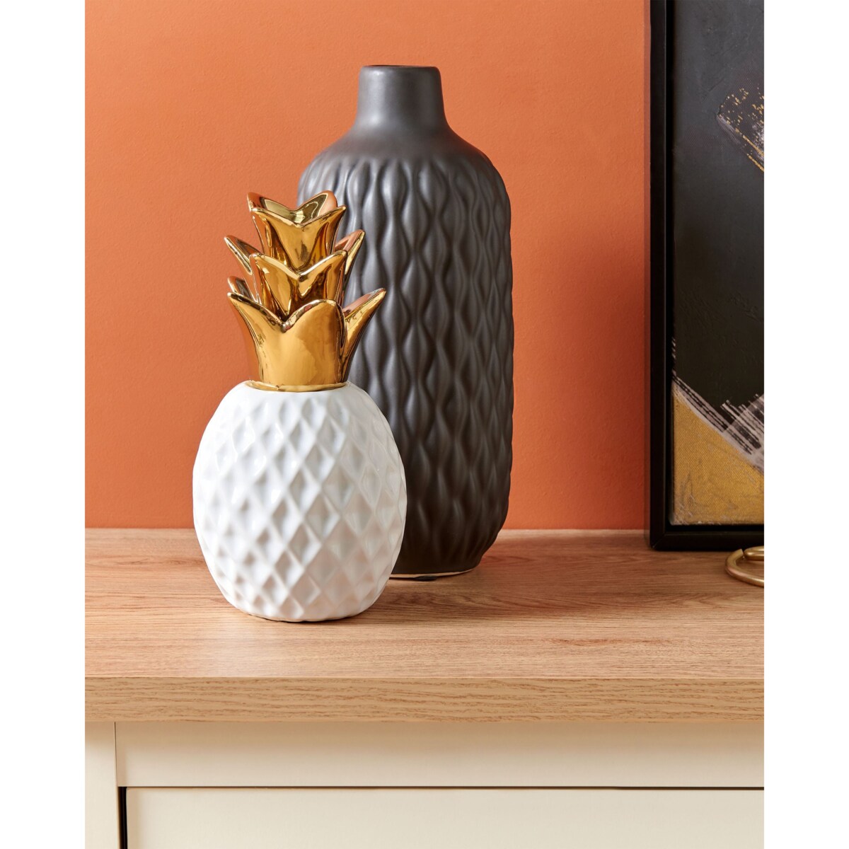 Figurka dekoracyjna Ananas TYANA Ceramika Biały