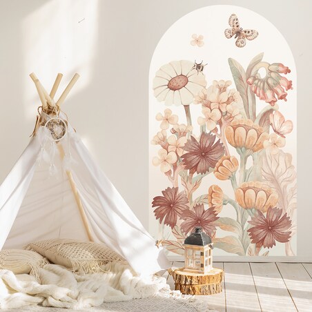 Naklejka na ścianę łuk Kwiaty boho XXL