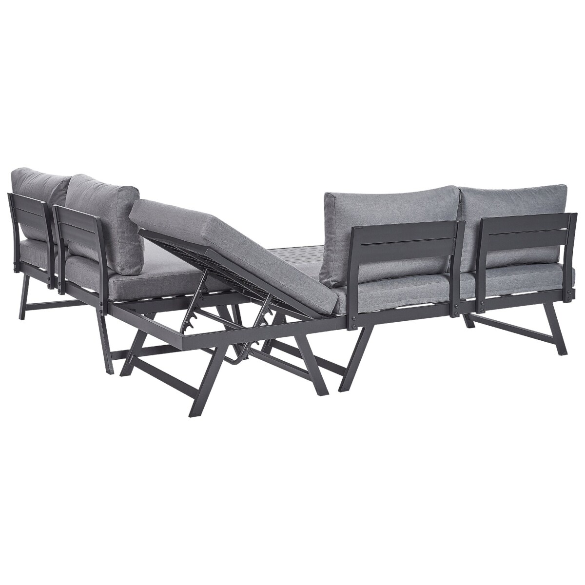 Narożnik ogrodowy ze stolikiem dla 5 osób COCCORINO Metal Szary