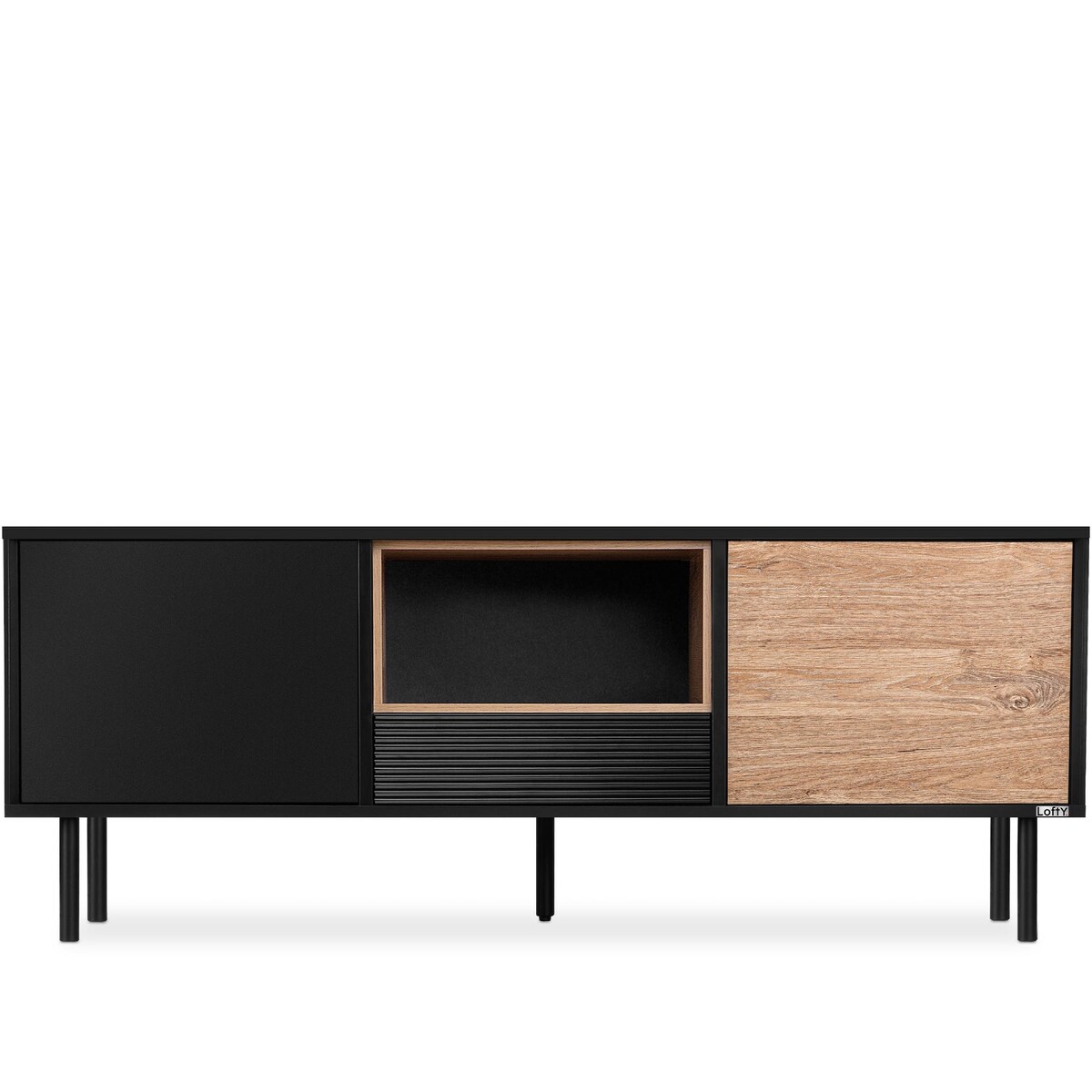 KONSIMO LOFTY Szafka RTV w stylu loft z ryflowanym wykończeniem