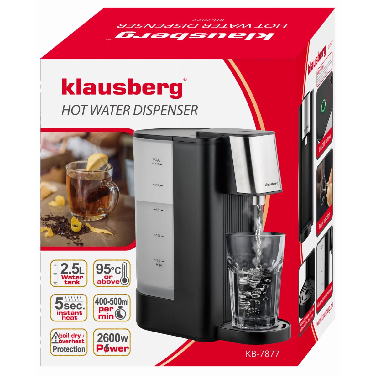 Dozownik dystrybutor podgrzewacz do gorącej wody 2.5L KLAUSBERG