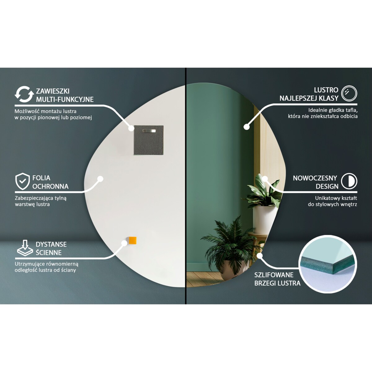 Lustro 57,5 x 58 cm Nieregularne Chmurka