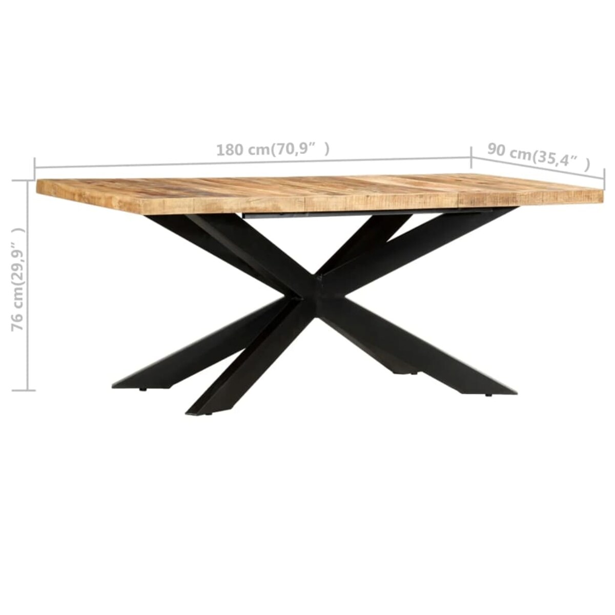 vidaXL Stół jadalniany, 180 x 90 x 76 cm, lite surowe drewno mango