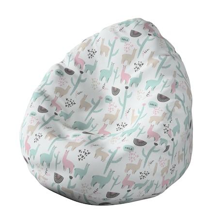 Worek do siedzenia Bowli, pastelowe lamy na jasnoszarym tle, Ø50 x 85 cm, Magic Collection
