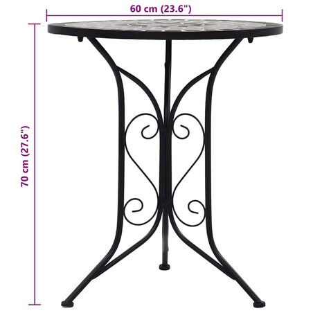 vidaXL Mozaikowy stolik bistro, szary, 60 cm, ceramiczny