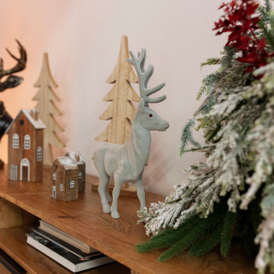 Dekoracja Reindeer 30x9x40 grey boże narodzenie, święta, świąteczne, szary, 30 x 9 x 40 cm