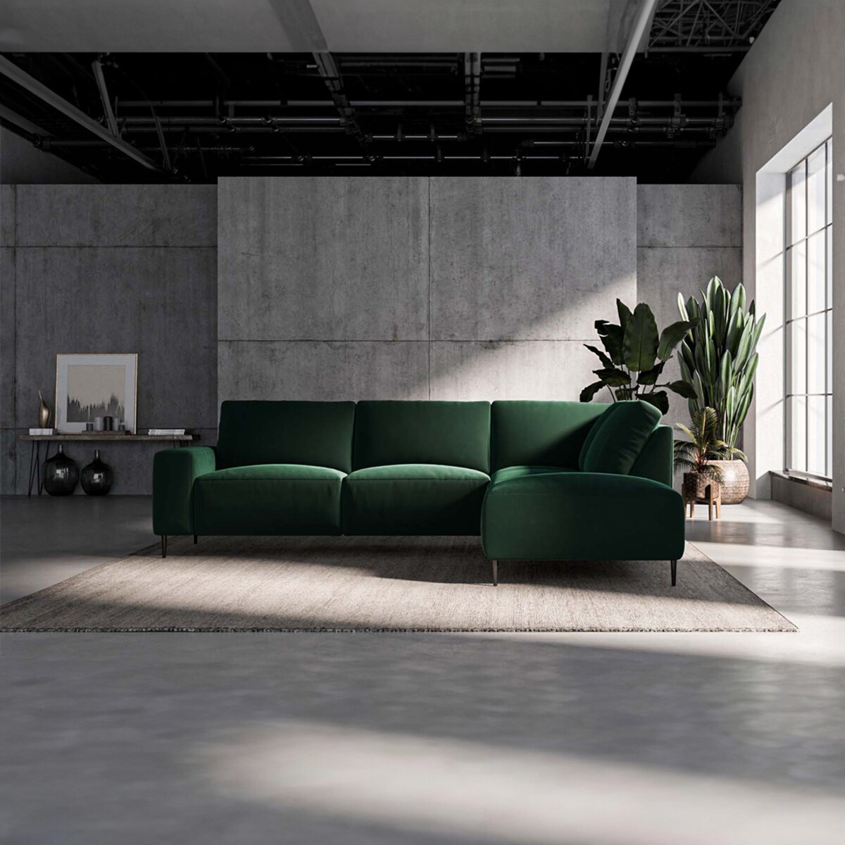 Tendo Sofa narożna - ciemnozielona