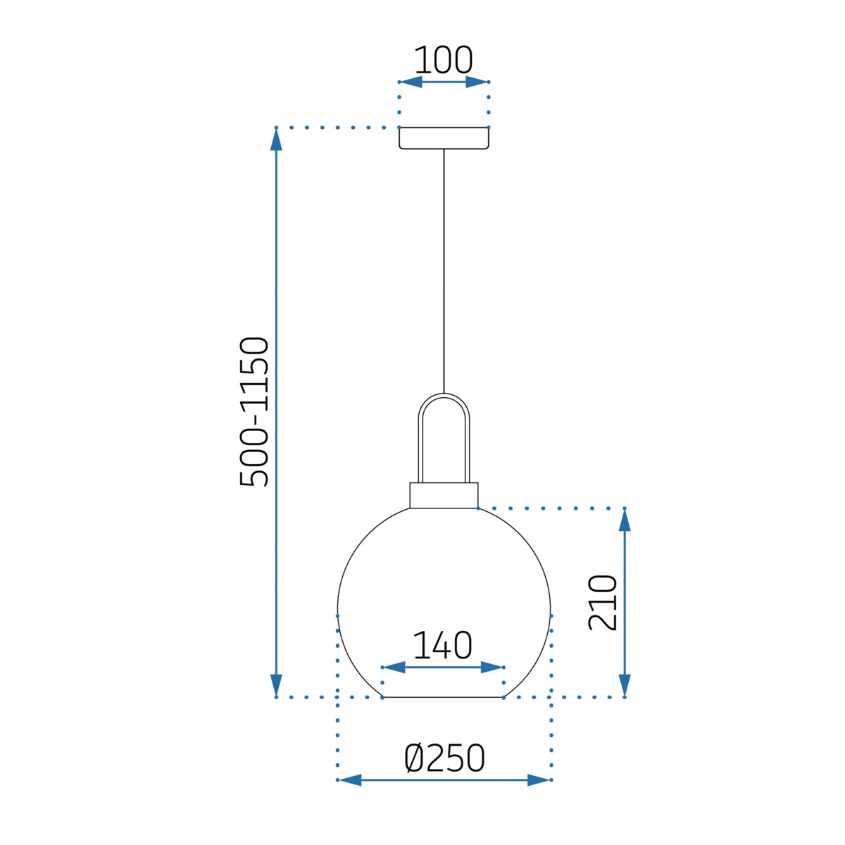 Lampa Sufitowa Wisząca Szklana E27 Kula Złota 25Cm