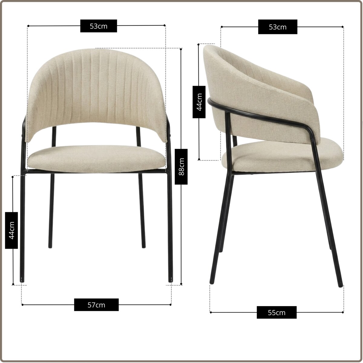 Krzesło tapicerowane nowoczesne wygodne pikowane do jadalni salonu beżowe tkanina