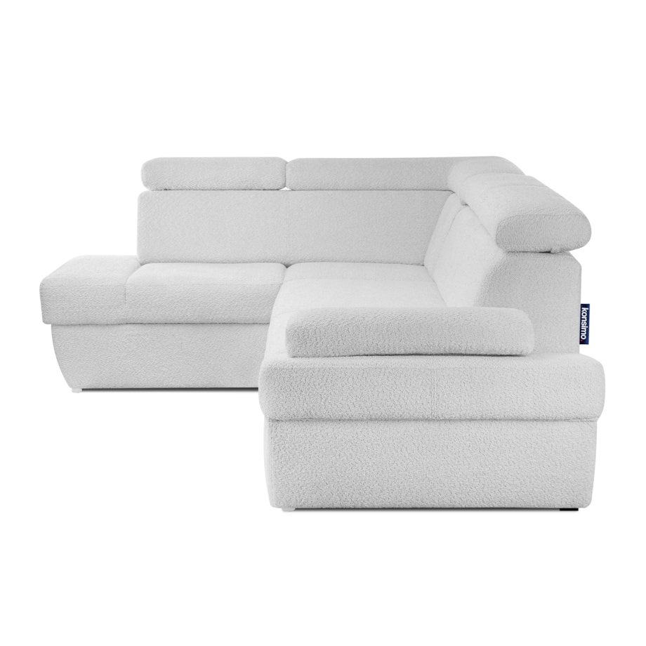 KONSIMO RATLO Narożnik rozkładany jagnięcy z pojemnikiem na pościel, szary po lewej stronie