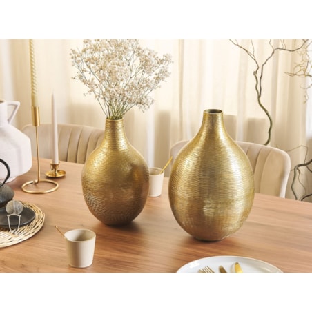 Zestaw 2 wazonów na kwiaty metalowy złoty MOHENJO