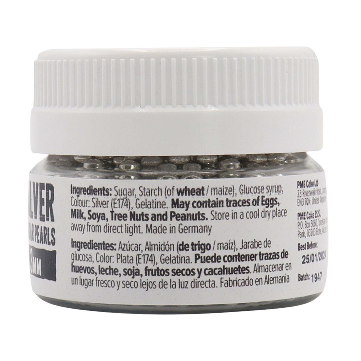 PME Cukrowe perełki dekoracyjne 100 g 3 mm, srebrny