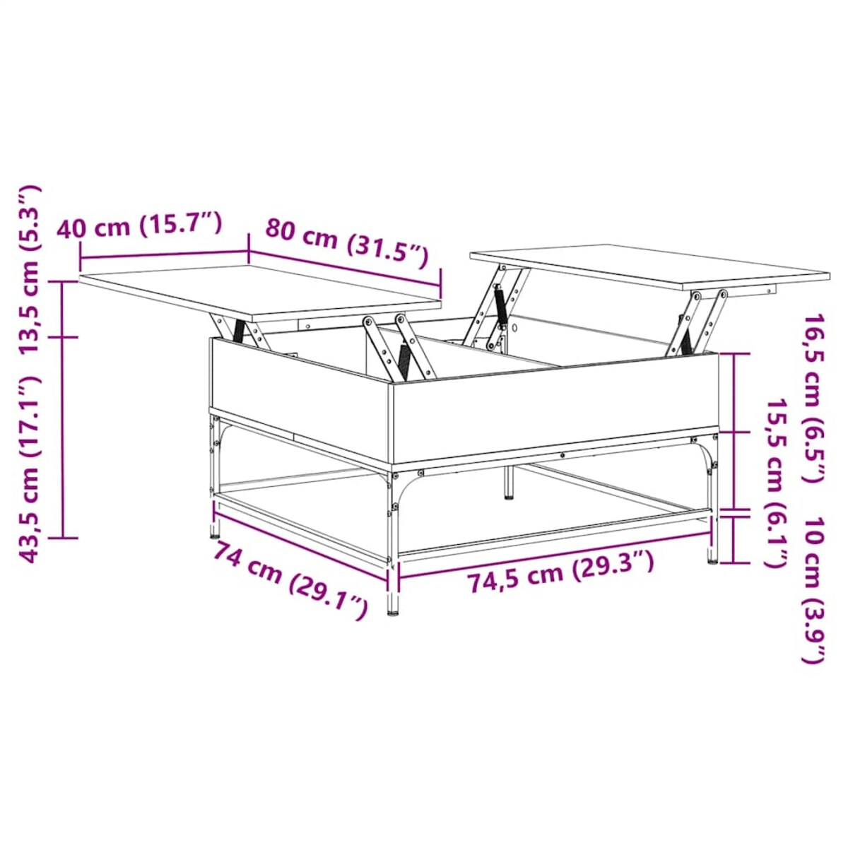 vidaXL Stolik kawowy, czarny, 80x80x45 cm