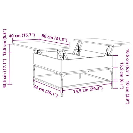 vidaXL Stolik kawowy, czarny, 80x80x45 cm