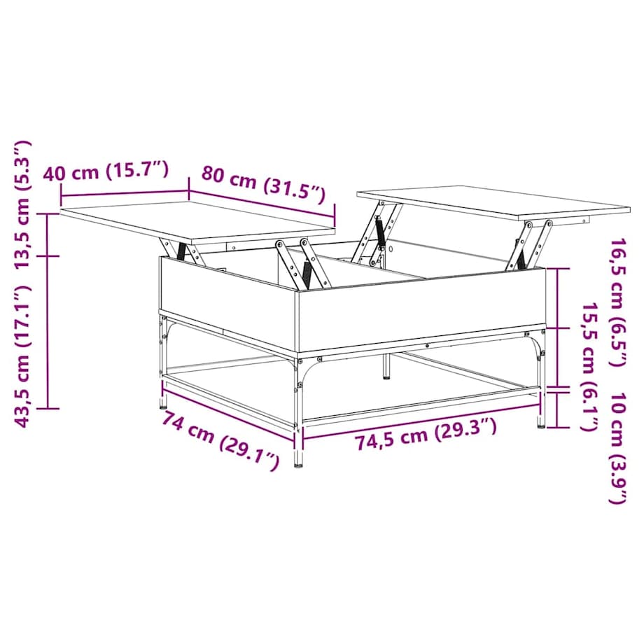 vidaXL Stolik kawowy, czarny, 80x80x45 cm