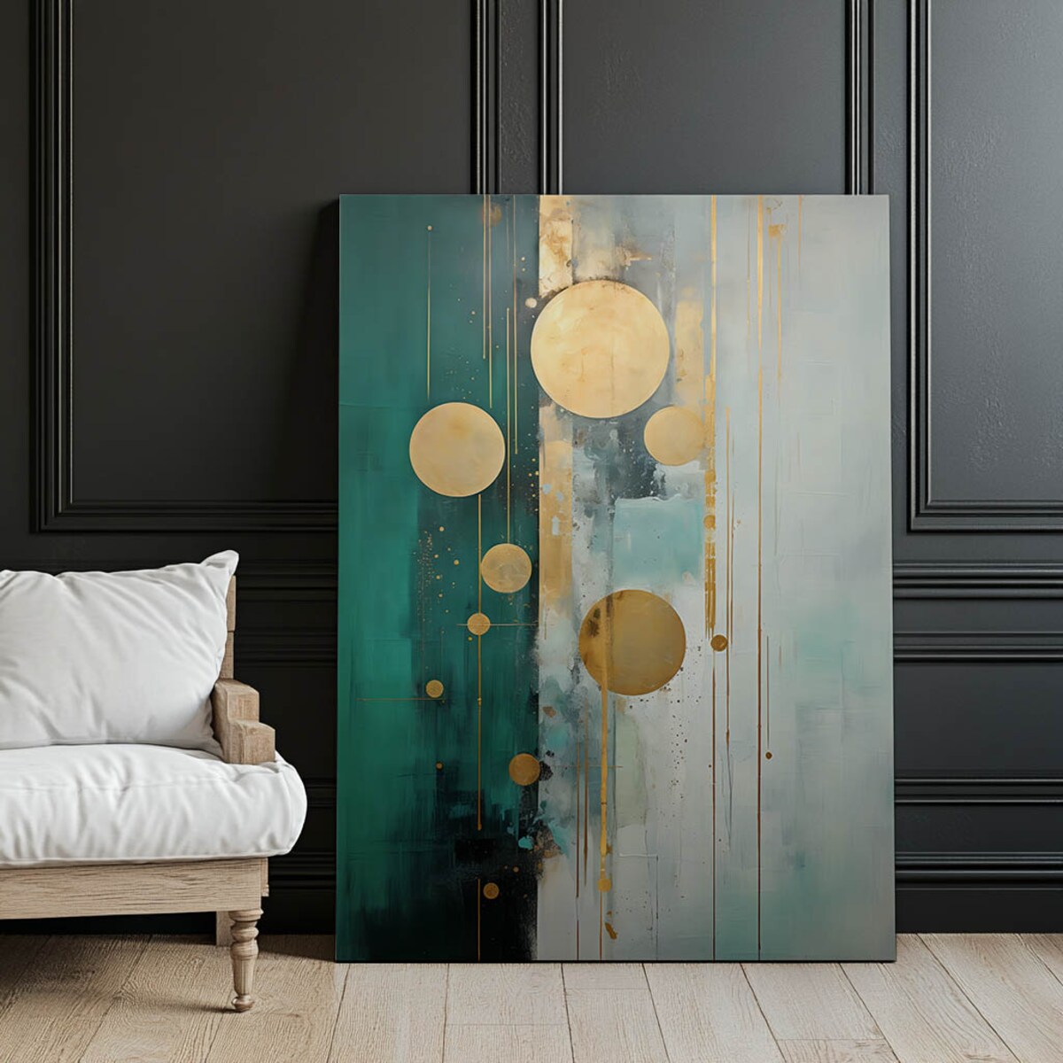 Kompozycja w Zielonych Tonacjach, 50x70 cm, bez ramy, płótno premium na blejtramie