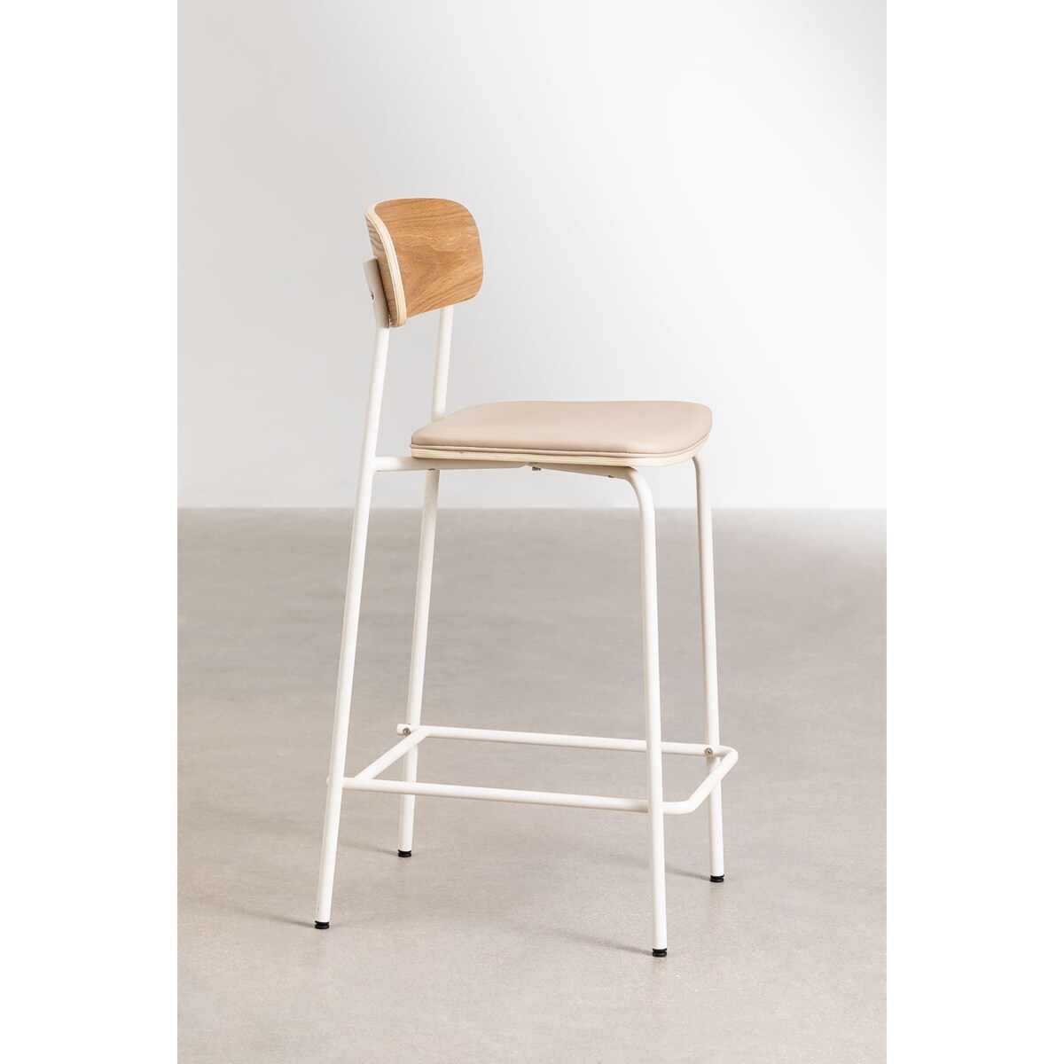 Krzesło barowe metal, ekoskóra Wipler 66,5 cm kremowe