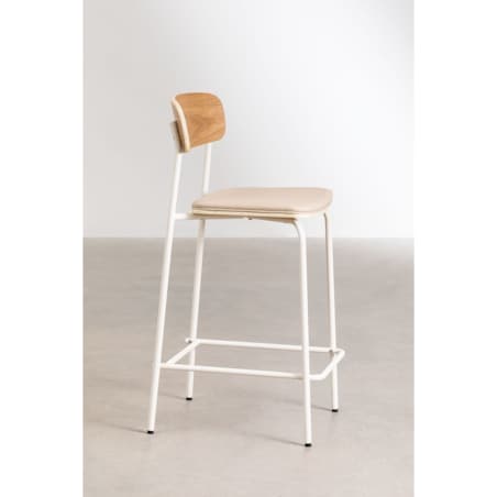 Krzesło barowe metal, ekoskóra Wipler 66,5 cm kremowe