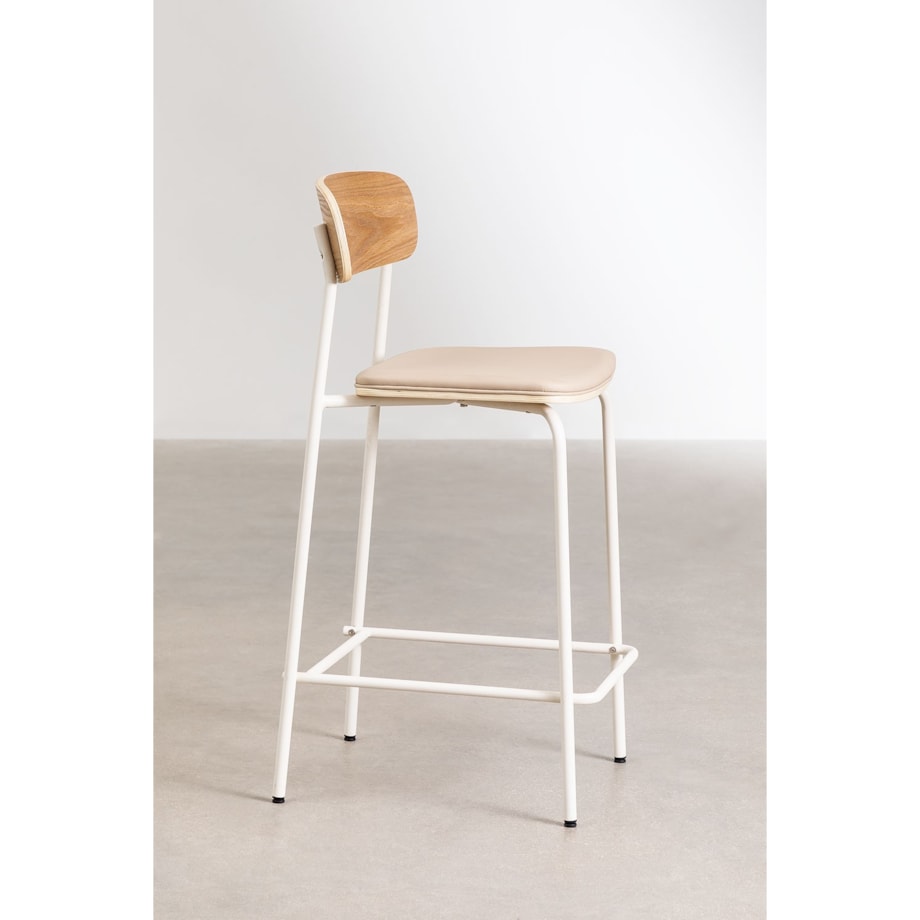 Krzesło barowe metal, ekoskóra Wipler 66,5 cm kremowe