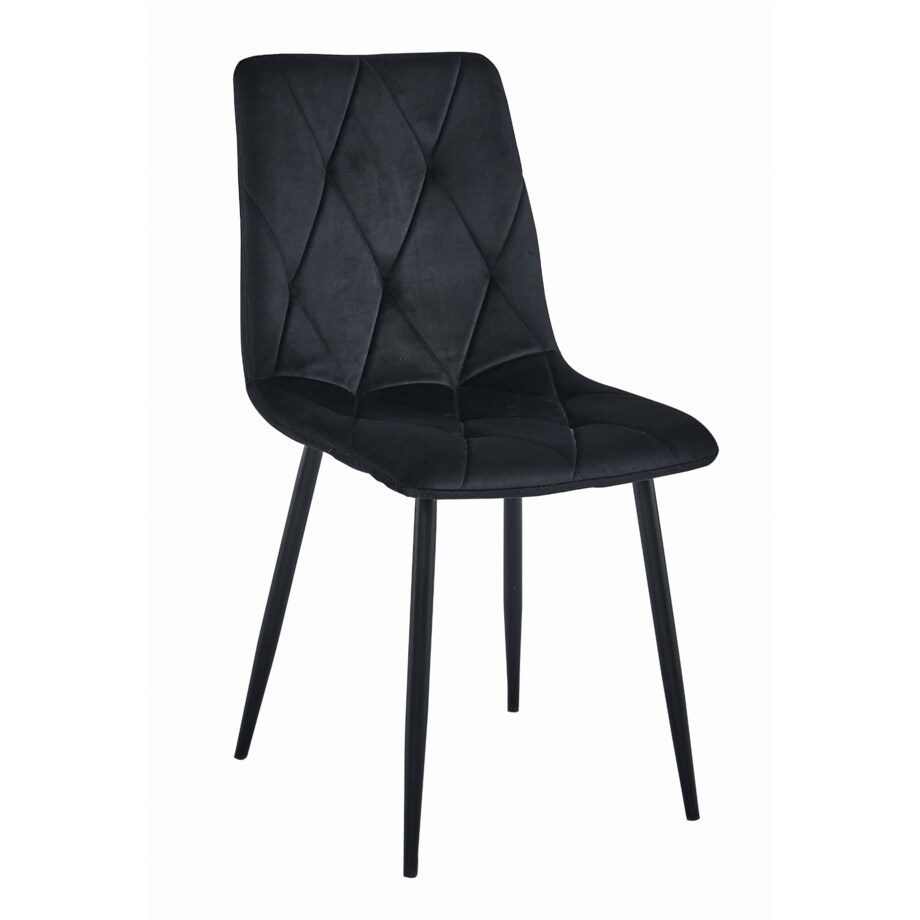 Krzesło Do Jadalni Kuchni Salonu Libra - Czarny Aksamit / Nogi Czarne X 4