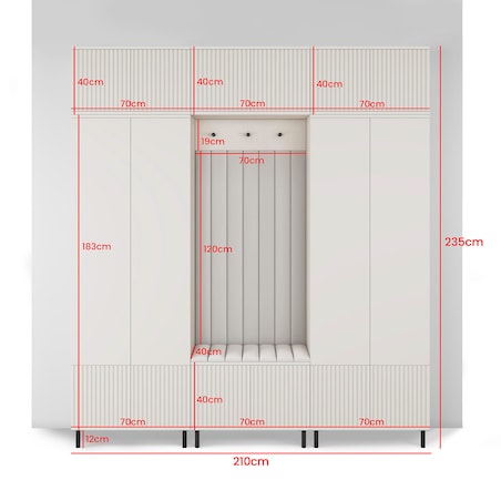 Garderoba frezowana na wysokich nogach Ritmo wersja 3 Trinity 02 kaszmir