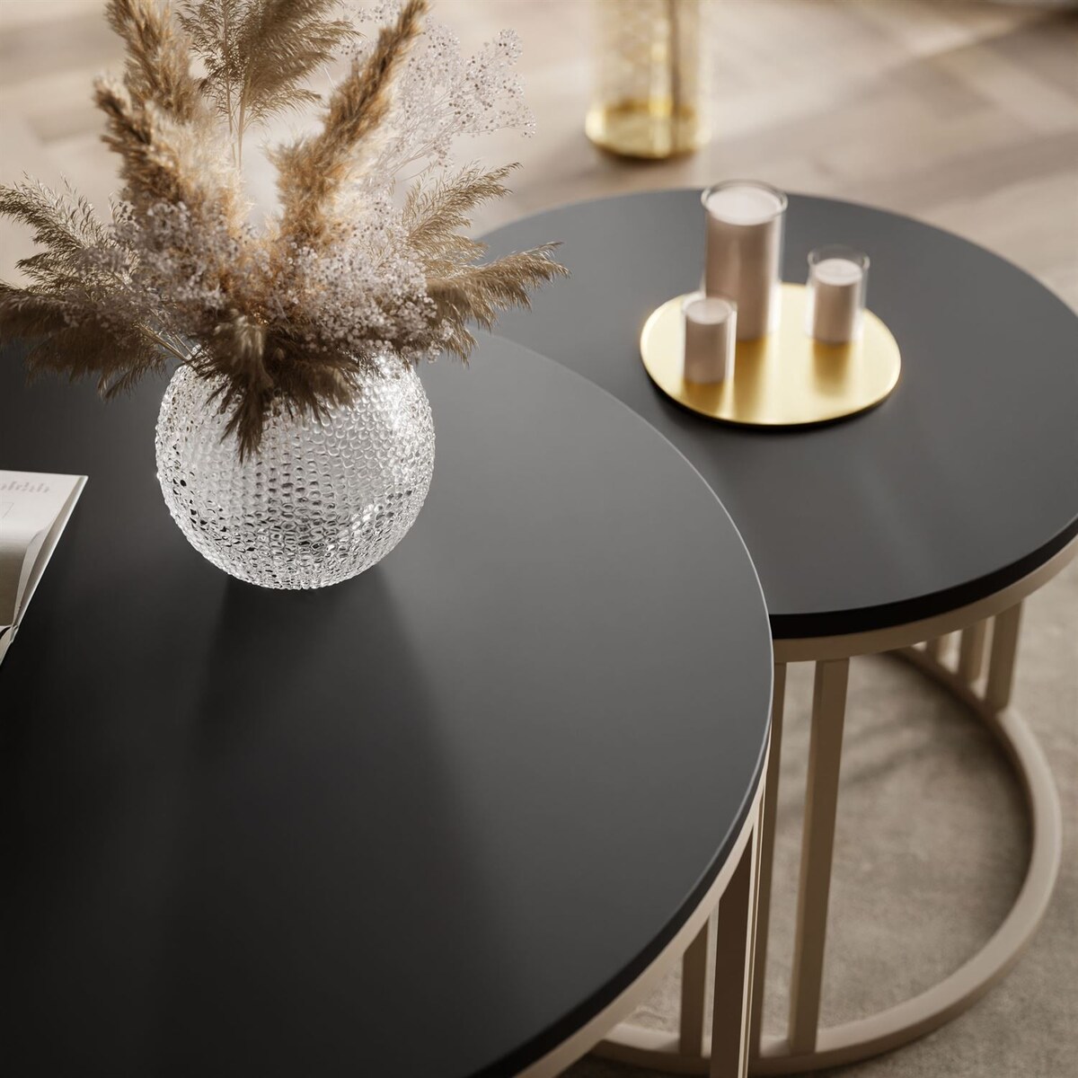 Stolik kawowy LORI 2w1 KASZMIR MAT, blat czarny mat