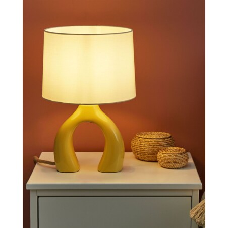 Lampa stołowa ceramiczna żółta ABBIE