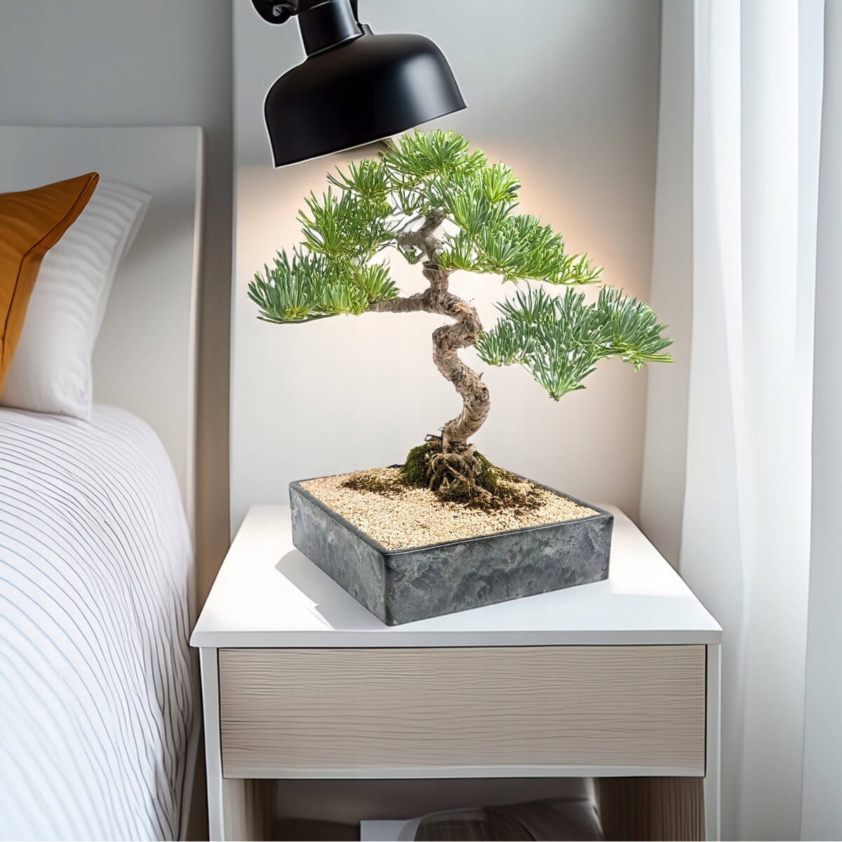 DONICZKA NA BONSAI 25x25cm KWADRATOWA NISKA PŁYTKA IMITACJA MARMURU DUŻA