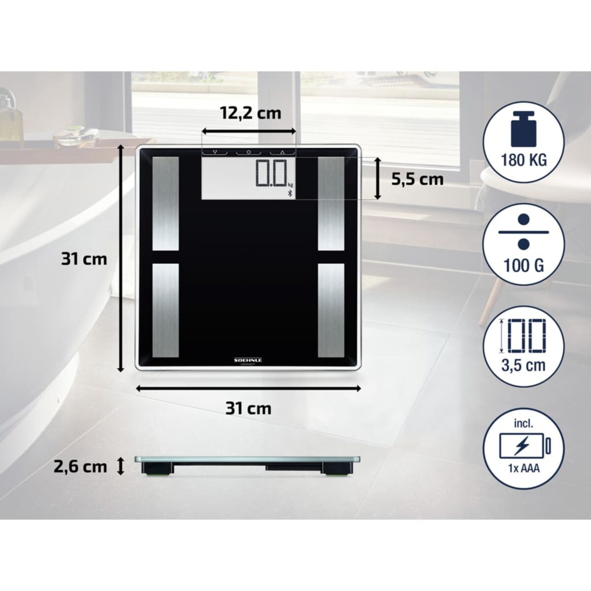 Soehnle Waga elektroniczna Shape Sense Connect 50, 180 kg, czarna