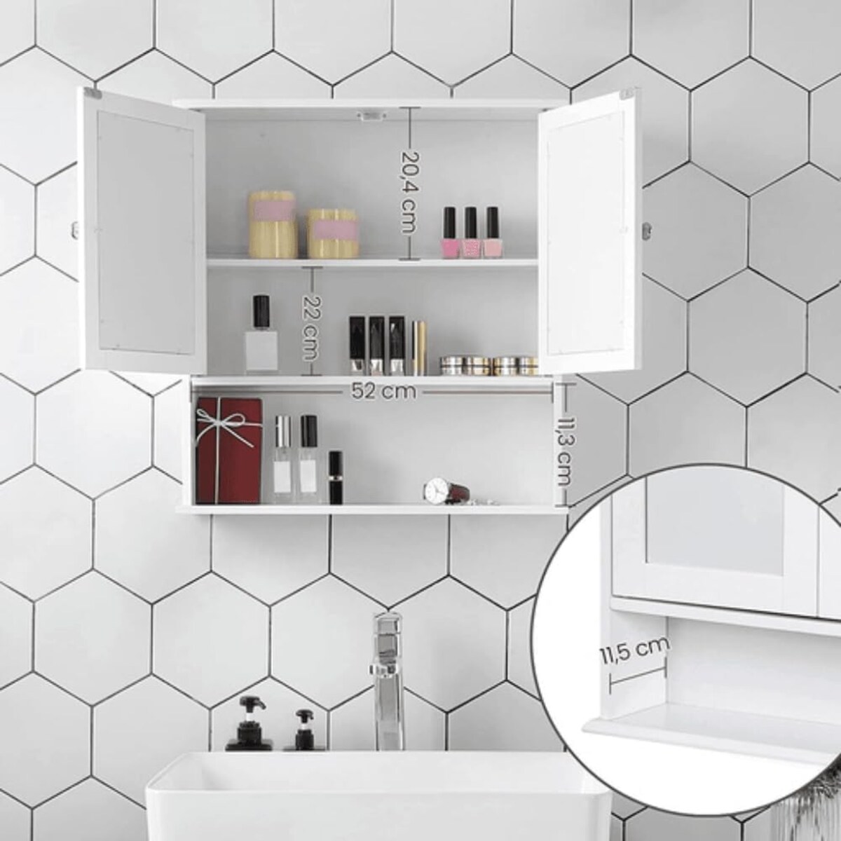 Szafka Łazienkowa 56X13X58 Cm Biały