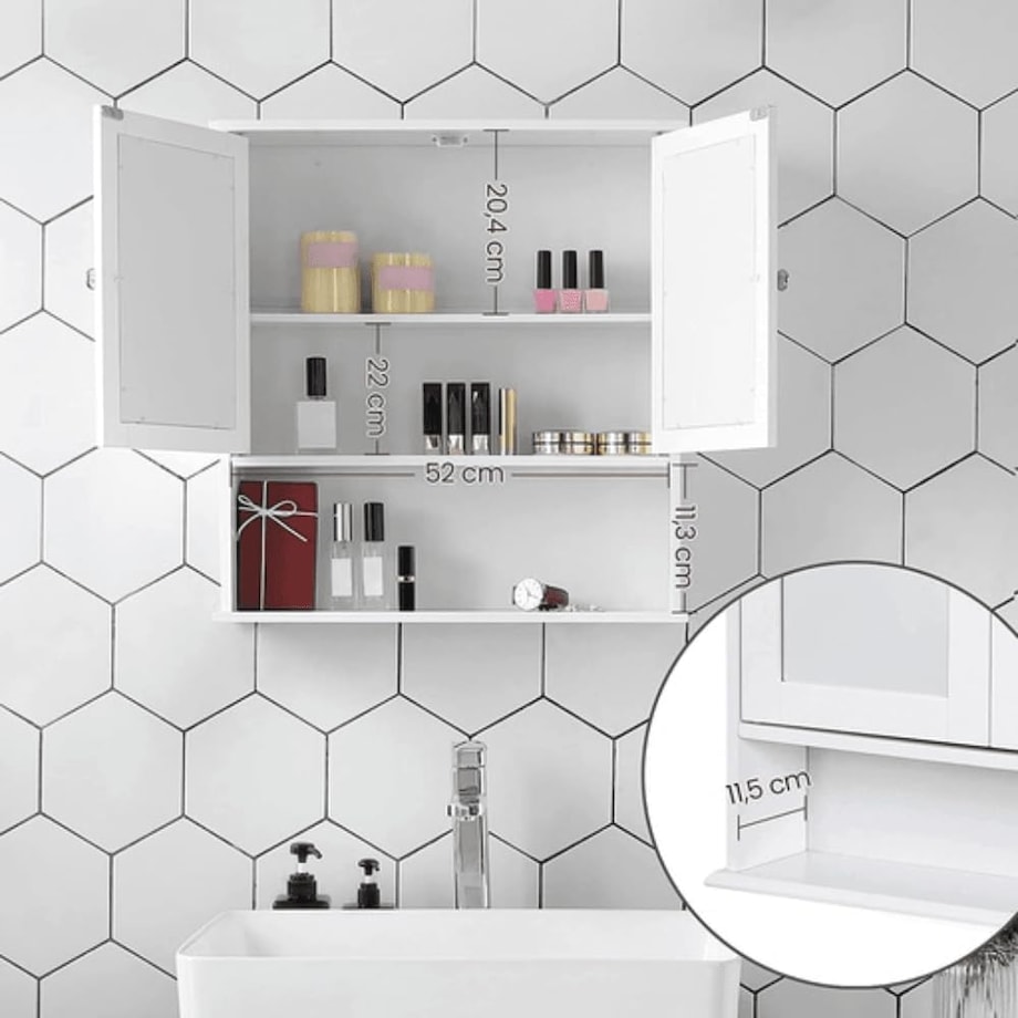 Szafka Łazienkowa 56X13X58 Cm Biały