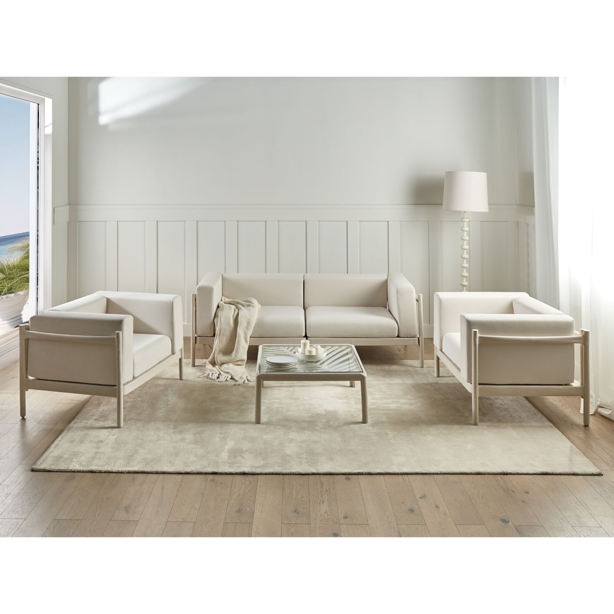 Zestaw ogrodowy ze stolikiem dla 4 osób FERRETTI Jasnobeżowy