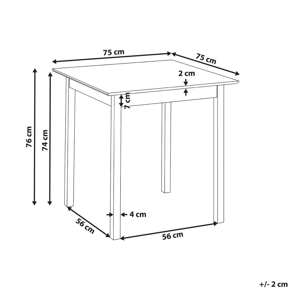 Stół do jadalni VERITAS Czarny 75 cm 75 cm Drewno sosnowe