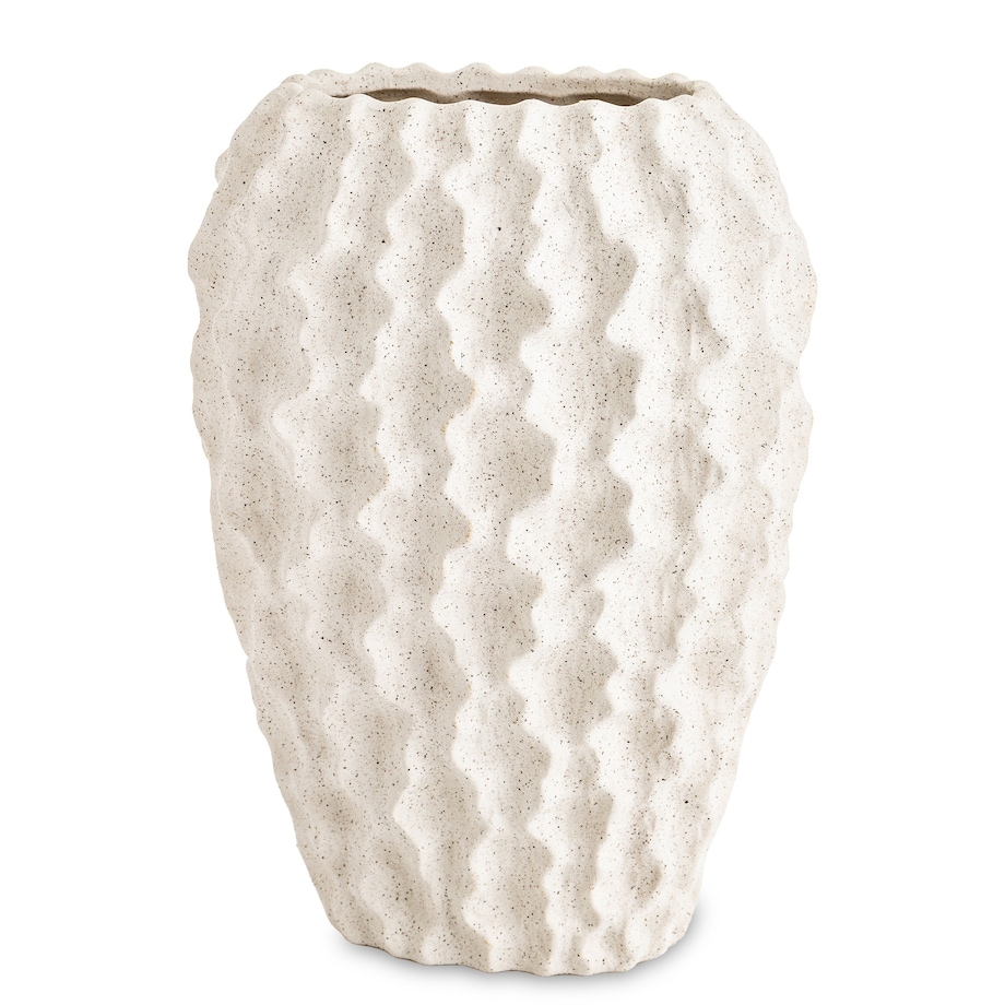 Osłonka wazon ceramiczny prążkowany 27x17X10,5 cm FIBI biały