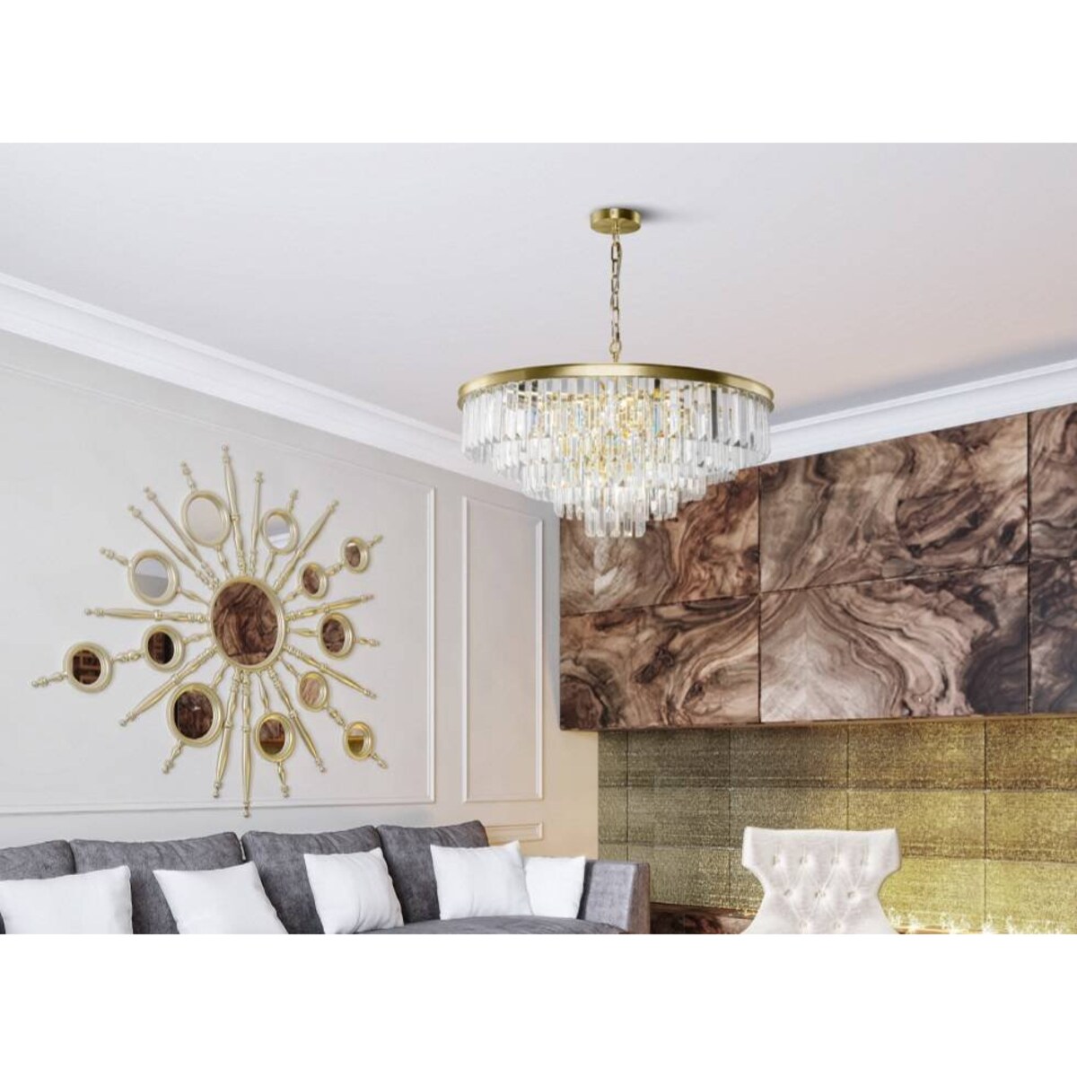 Pałacowy żyrandol Revero MOD085PL-16BS Mytoni kryształy mosiądz