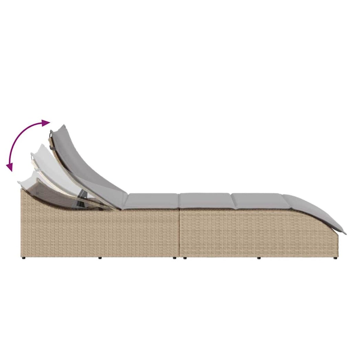 vidaXL Składany leżak z poduszką i schowkiem Beżowy polirattan