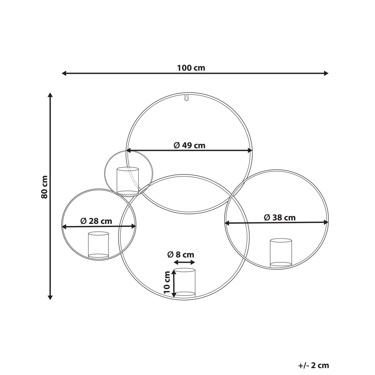 Świecznik ścienny metalowy 80 cm czarny BURU