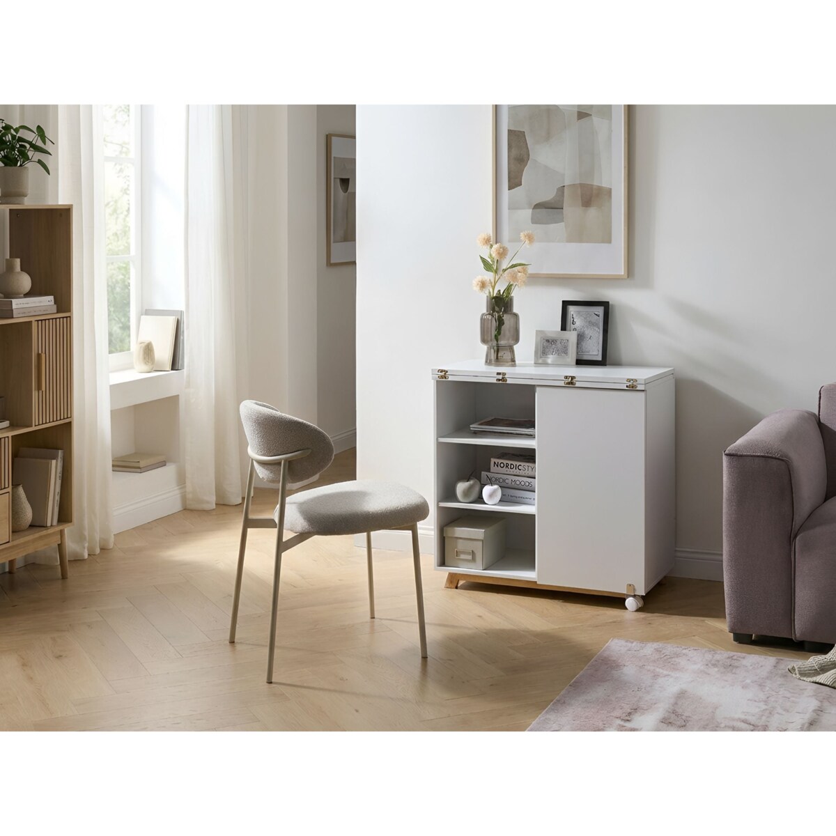 Szafka z funkcją biurka FLOMOT Biały 80 cm 40/80 cm Składane
