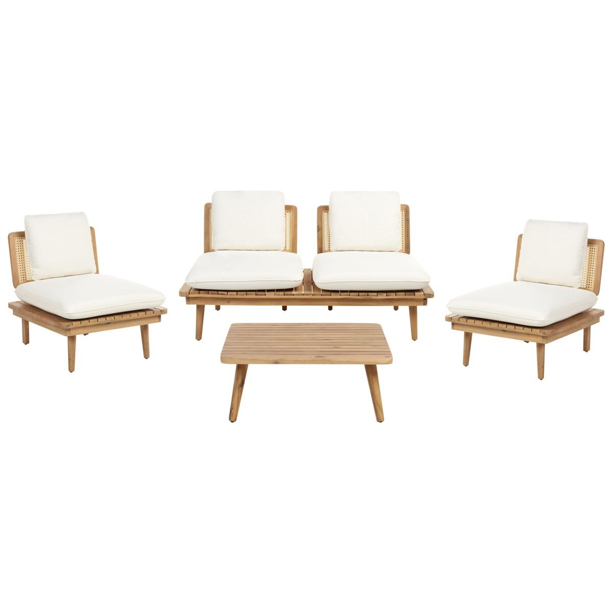 Zestaw wypoczynkowy ACCADIA Drewno akacjowe (certyfikat FSC®) Jasnobeżowy dla 4 osób