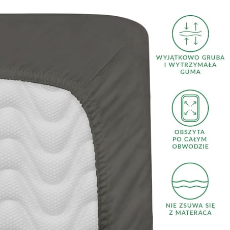 Prześcieradło satynowe z gumką szare 160 x 200 cm