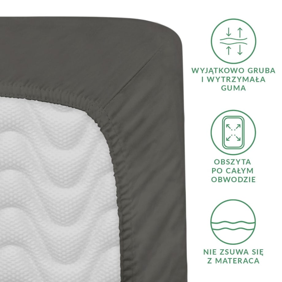 Prześcieradło satynowe z gumką szare 160 x 200 cm