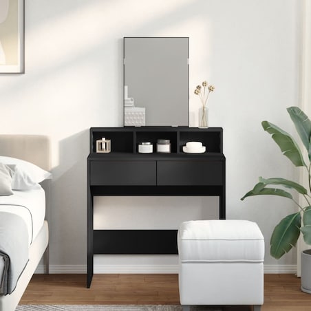 vidaXL Toaletka z lustrem, czarna, 80x41x144,5 cm