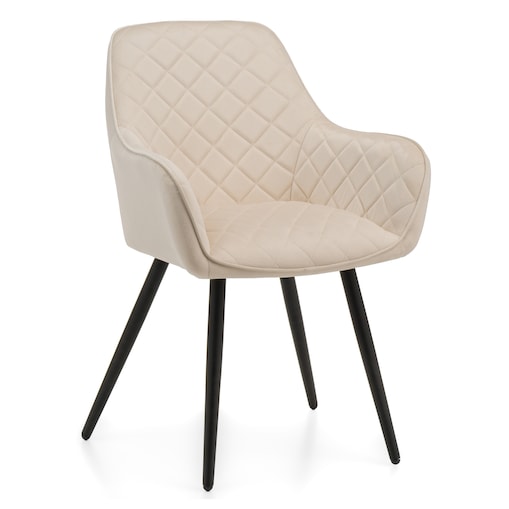 Krzesło tapicerowane COLIN aksamit velvet welur do salonu jadalni beżowy