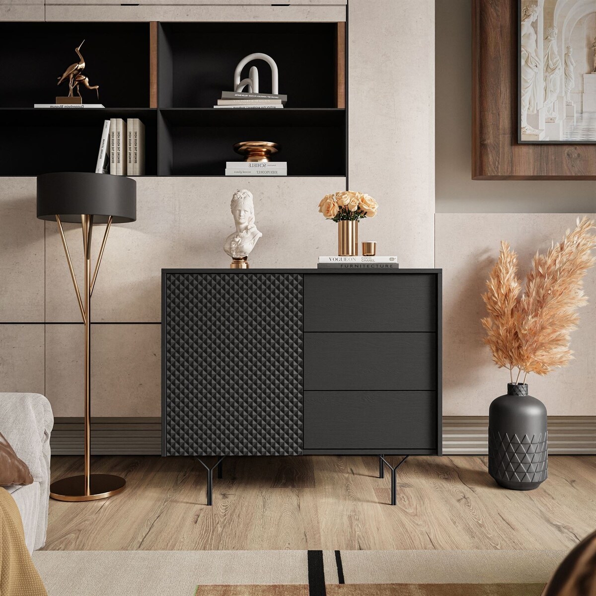 Komoda RICHMOND KSZ97 z szufladami, czarna