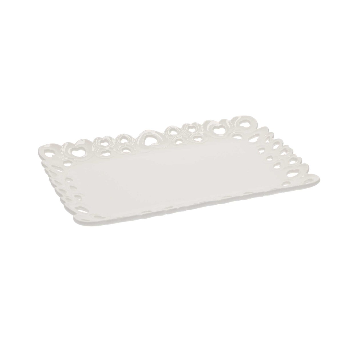 Zdobiona taca do serwowania Valentino - Biały, 31 x 22 cm