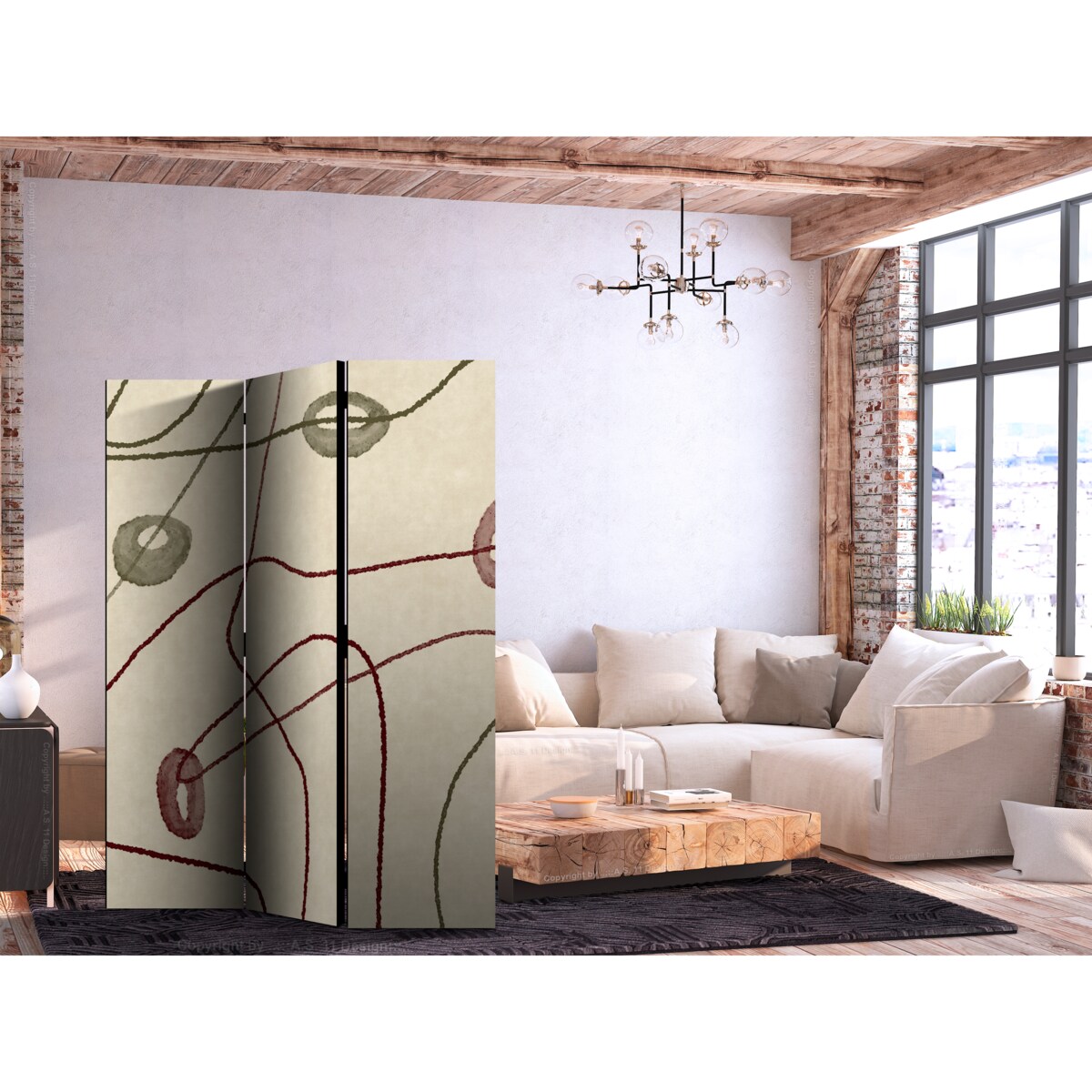 Parawan Dwustronny Labirynt Z Koralików 135x172cm