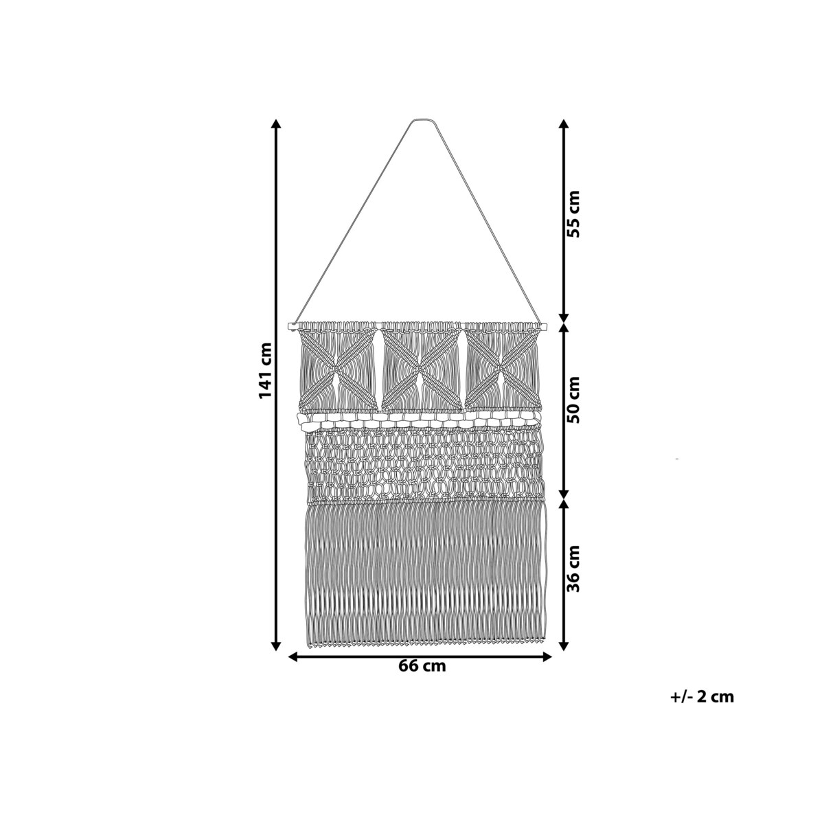 Dekoracja ścienna makrama bawełniana beżowa KALADY II