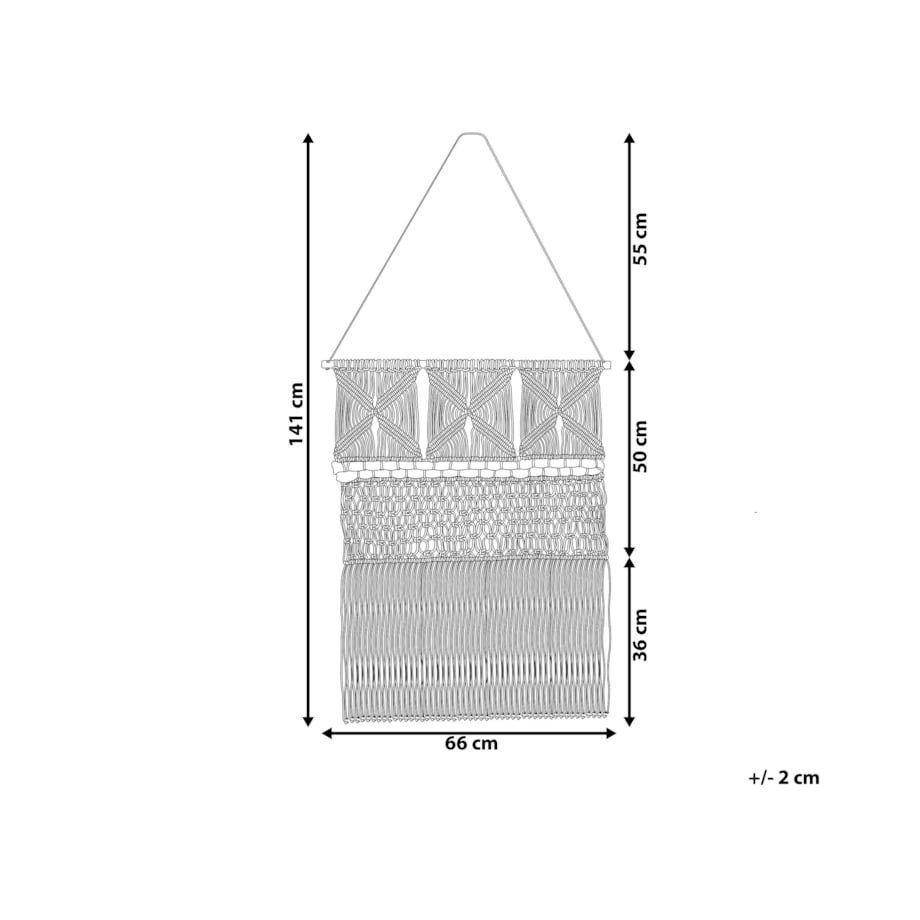 Dekoracja ścienna makrama bawełniana beżowa KALADY II