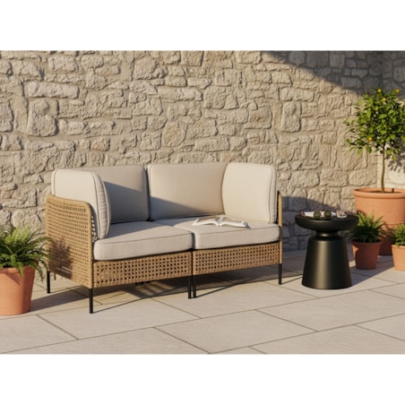 Sofa ogrodowa dla 2 osób OMEGANA Technorattan Jasnobeżowy